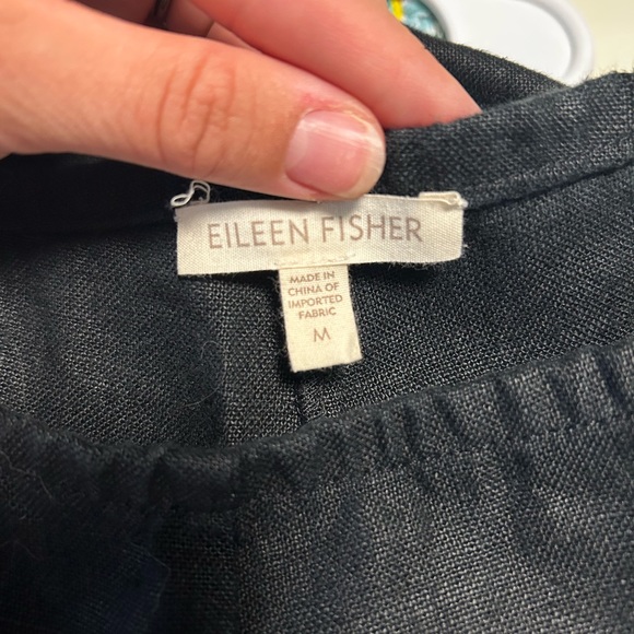 Black Linen Side Zip Wide Crop Pant - Picture 5 of 5